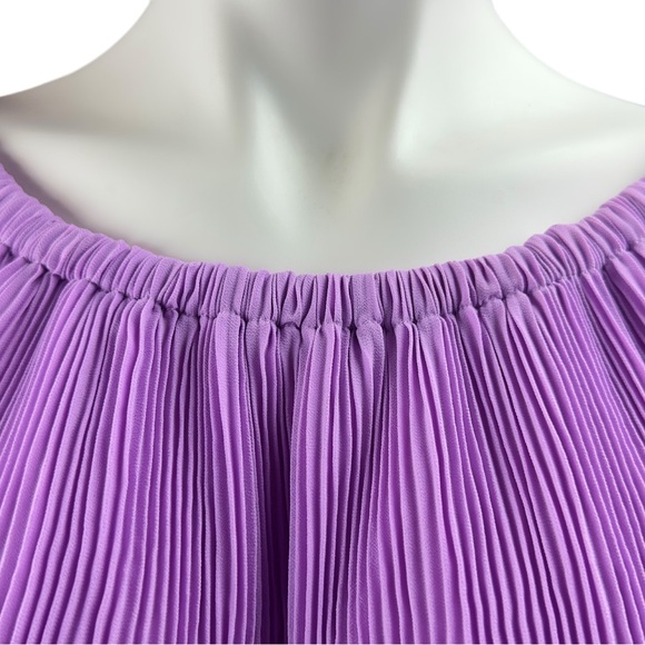 Women's Purple Pleated Blouse - Picture 8 of 11
